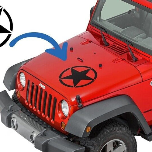 Adesivo Stella Universale per Camion Jeep Wrangler JK o Altre Auto Nero