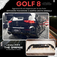 DIFFUSORE POSTERIORE ✨R LOOK✨ per VW GOLF 8 TSI TDI con 2 Uscite singole NERO