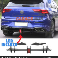 LAME Diffusore per VW GOLF 8 GTI / GTD  con + LED POSTERIORE Nero Lucido ABS