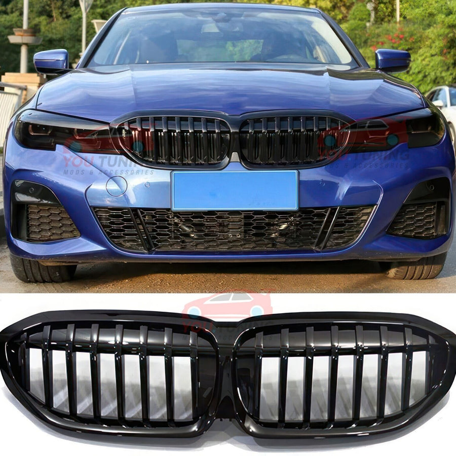 ✔️GRIGLIA DOPPIA FASCIA M-LOOK 🅱️MW SERIE 3 G20 G21 BMW DOPPIA FASCIA✨NERO