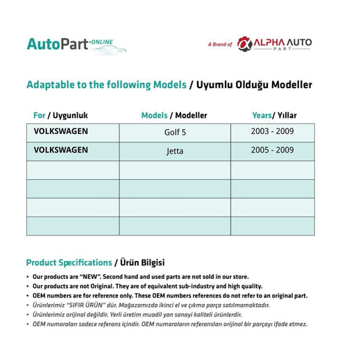 Kit Riparazione Alzacristalli Posteriore Sinistro per VW Golf 5 Jetta