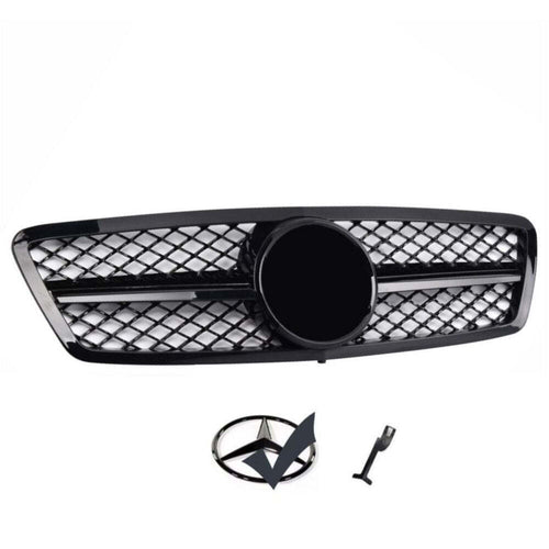 per Mercedes C W203 Griglia Radiatore Nero Nido d'ape LOOK AMG