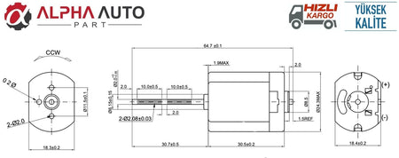 Motore DC 12V 11500 giri/min 65x31 mm – vista 4