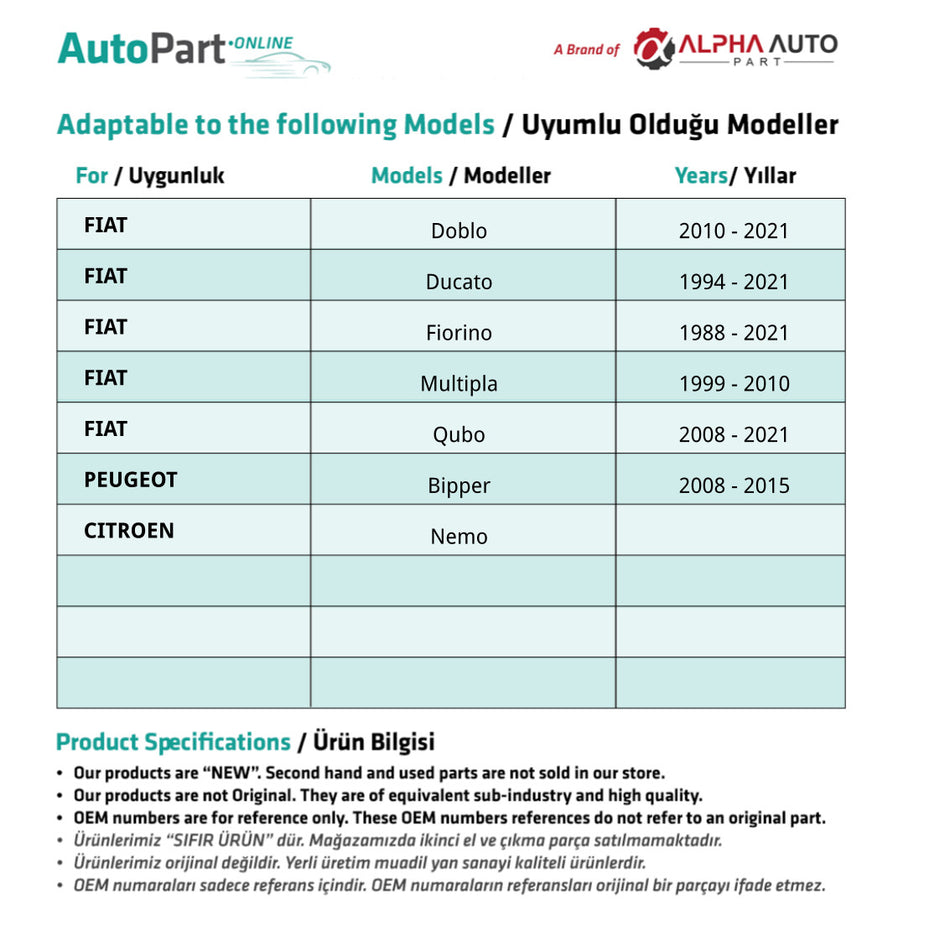 Barra Antennatutto per Fiat Doblo Peugeot Bipper Citroen Nemo