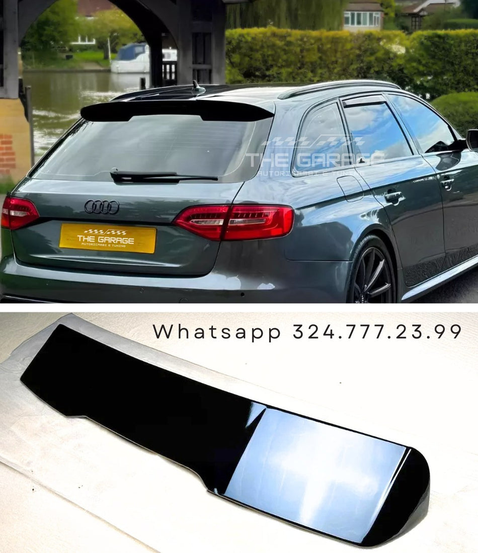 Spoiler Tetto RS4 Design per AUDI A4 B8 Avant *2008-2015* Alettone Nero Lucido