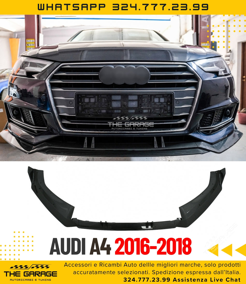Lama Anteriore Splitter per Audi A4 B9 8W (2016-2018) SOLO S-LINE - CARBON