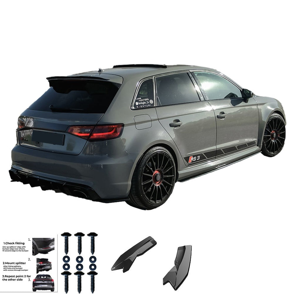 Splitter laterali posteriori compatibili con AUDI RS3 8V Sportback 2015-2016 v2