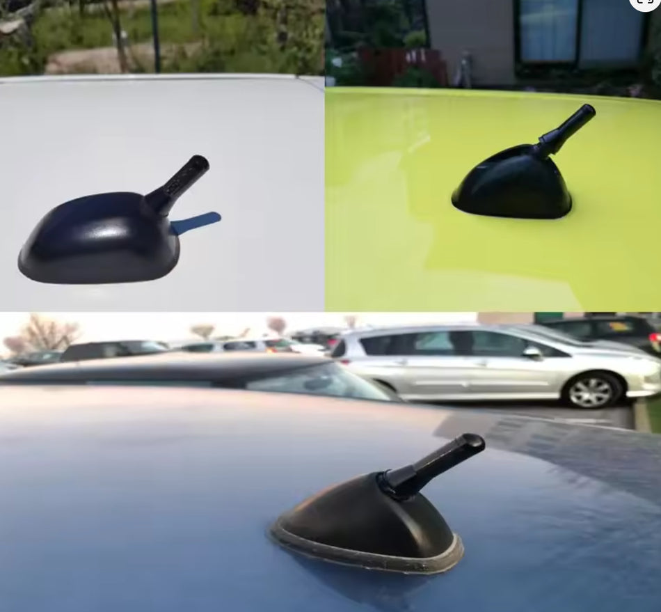 Antenna Estetica per auto Pinna TUNING Nera Carbon-Look Universale + Adattatori