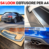 DIFFUSORE Silver LOOK S4 per AUDI A4 B8 2012-2015 con paraurti S-LINE Output 2+2