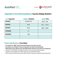 Maniglie interne ant. e post. destra e sinistra per Toyota Corolla Yaris Auris