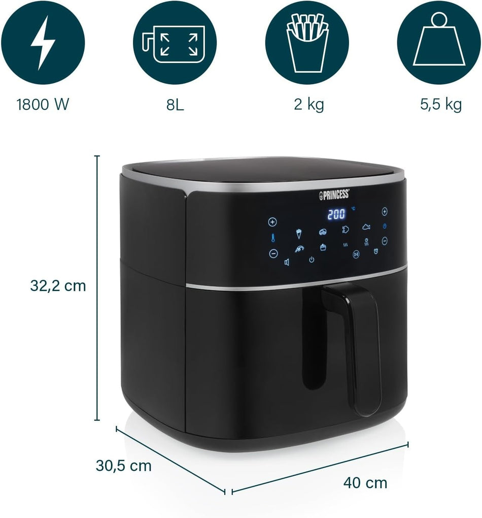 Princess Digital Air Fryer – Variable Container Capacity – Maximum of 8 L 8 l