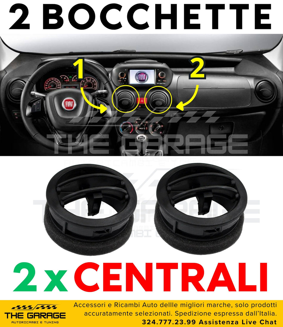 Set 2x Bocchette Griglia CENTRALE Aria Fiat Fiorino Doblo Nemo Climatizzatore AC