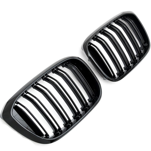 per BMW X3 X4 G01 G02 GRIGLIA DEL RADIATORE DOPPIA STAFFA NERA LUCIDA