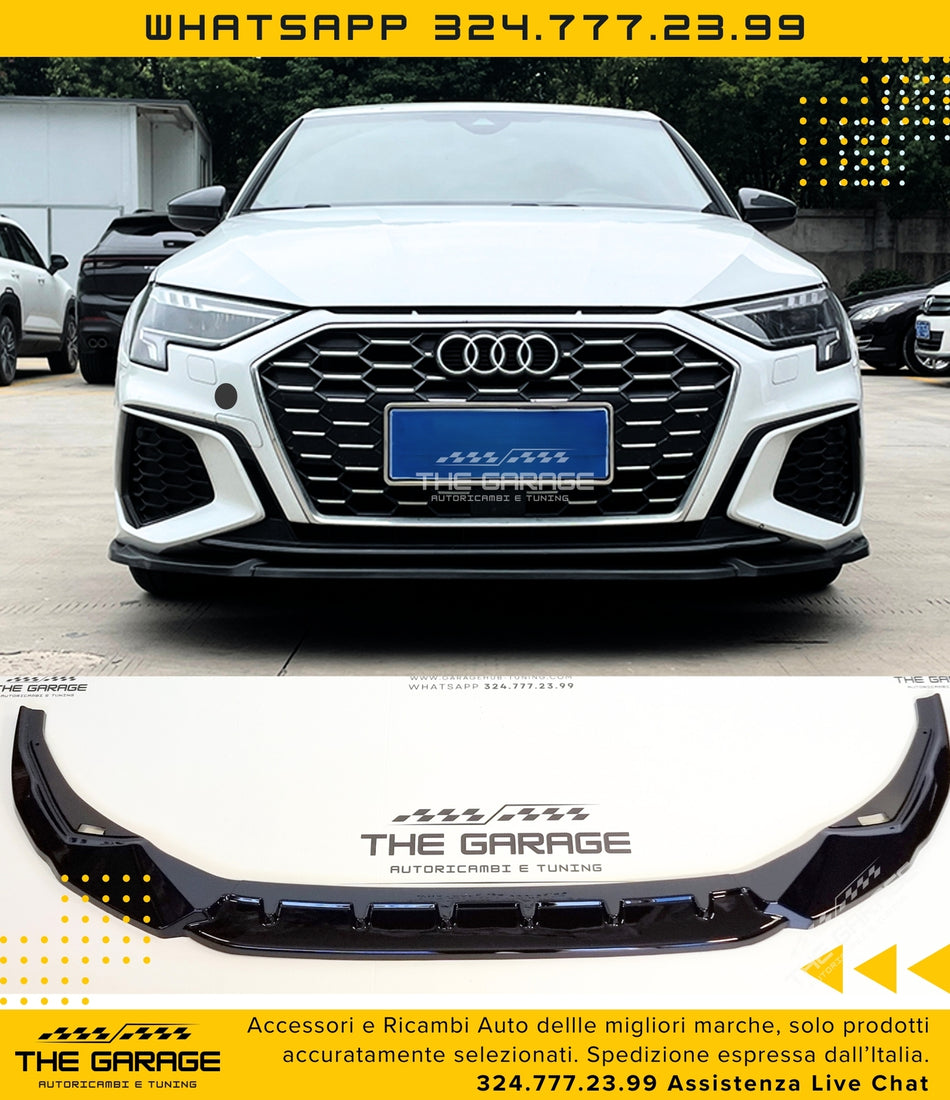 Lama Frontale specifica per Audi A3 8Y 2020-2024 (solo per S-LINE) Spoiler Nero