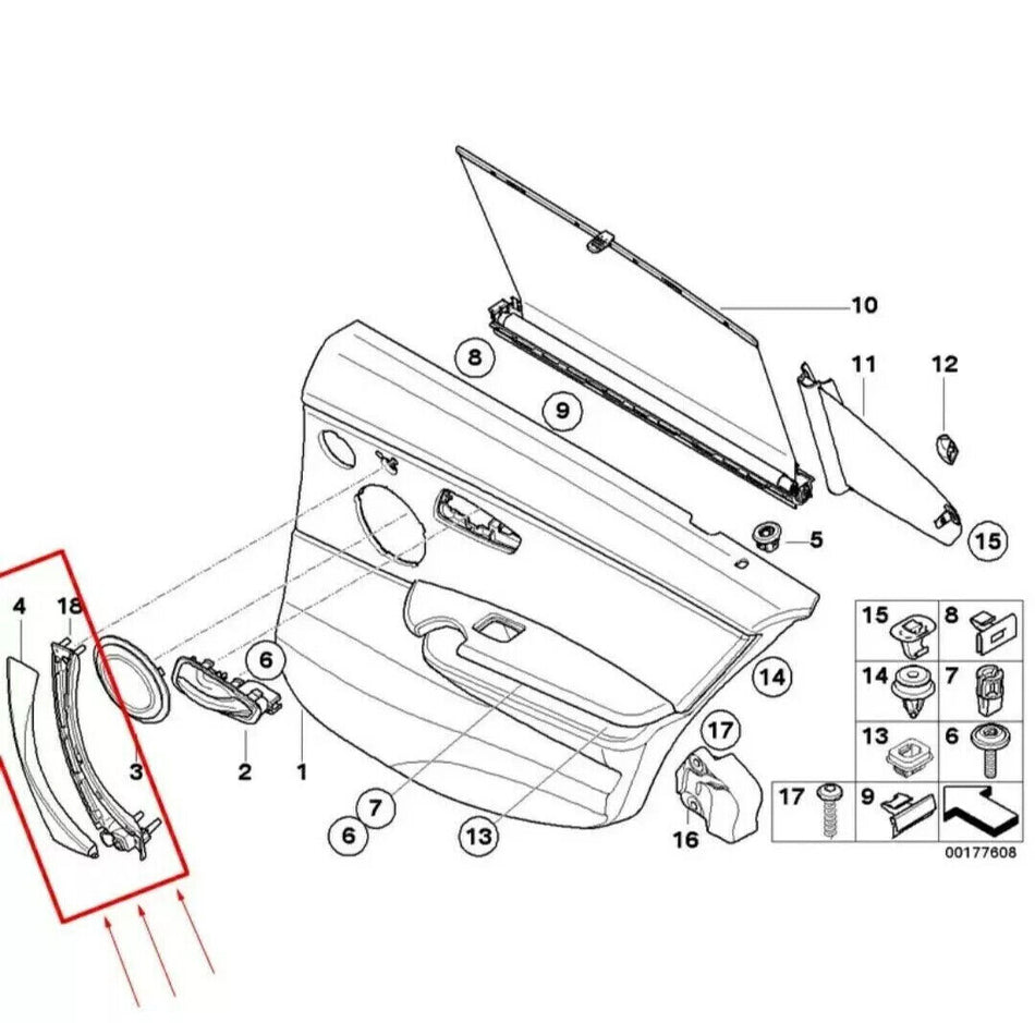 MANIGLIA POSTERIORE SINISTRA Effetto Pelle BEIGE per BMW Serie 3 E90 E91 E92 E93