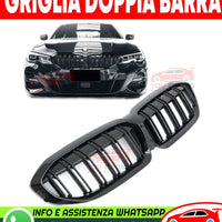 ✔️GRIGLIA ANTERIORE MSPORT 🅱️MW SERIE 3 G20 G21 BMW DOPPIA FASCIA NERO LUCIDO