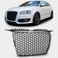 per AUDI A3 8P 8PA 2005-2008 Griglia Ottica RS3 Nero Cromato