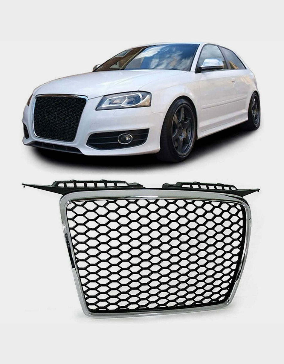 per AUDI A3 8P 8PA 2005-2008 Griglia Ottica RS3 Nero Cromato