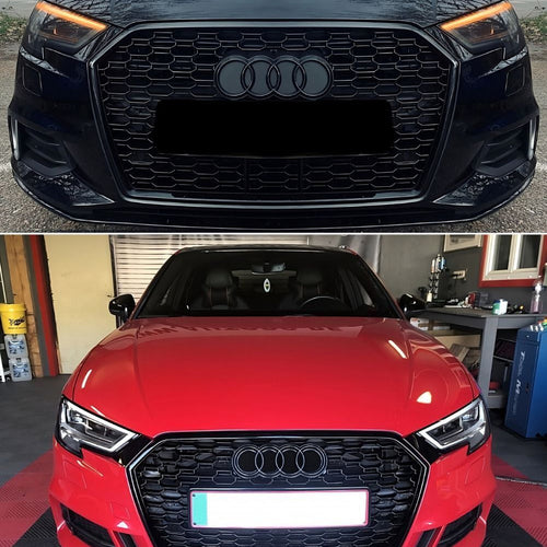 per AUDI A3 8V 2016-2020 Griglia Anteriore RS3 Look Nero Lucido