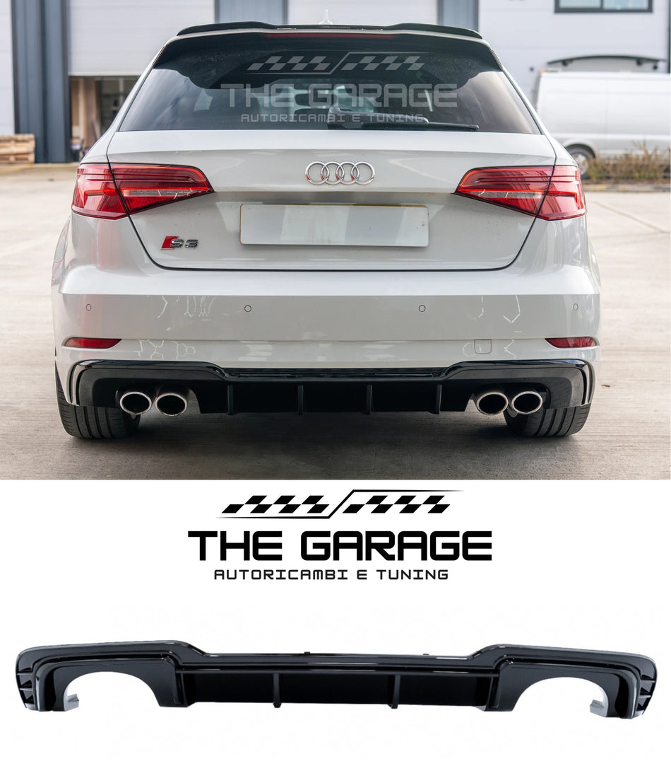 DIFFUSORE RS3 LOOK per Audi A3 8V SPORTBACK 2016-2019, (SOLO PER S-LINE) NERO