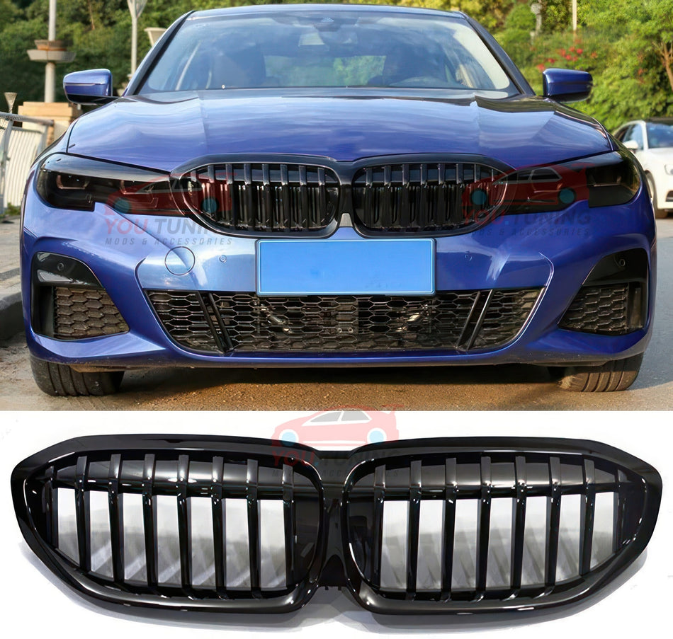 ⭐GRIGLIA DOPPIA FASCIA M-LOOK 🅱️MW SERIE 3 G20 G21 BMW DOPPIA FASCIA✨NERO
