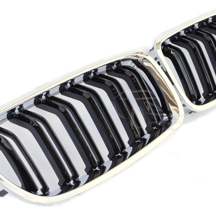 per BMW SERIE 3 F30 F31 SPORT GRIGLIA RADIATORE DOPPIO PONTE NERO CROMATO