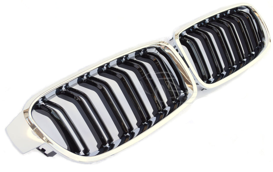 per BMW SERIE 3 F30 F31 SPORT GRIGLIA RADIATORE DOPPIO PONTE NERO CROMATO