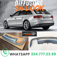 DIFFUSORE Silver LOOK S4 per AUDI A4 B8 2012-2015 con paraurti S-LINE Output 2+2
