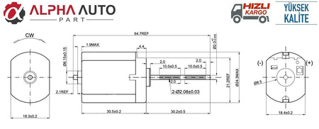 Motorino serratura porta 12V 11120 RPM 65x31mm UNIVERSALE – vista 2