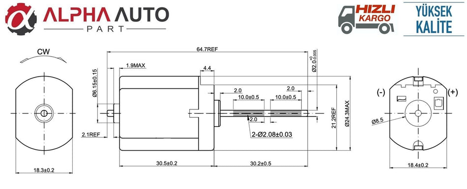 Motorino serratura porta 12V 11120 RPM 65x31mm UNIVERSALE – vista 2