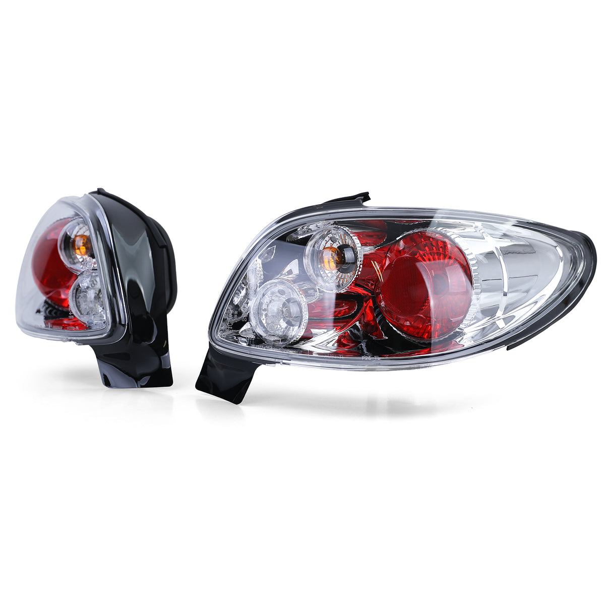 Fanali Posteriori Vetro Trasparente Cromato per Peugeot 206 CC Coupé Cabrio