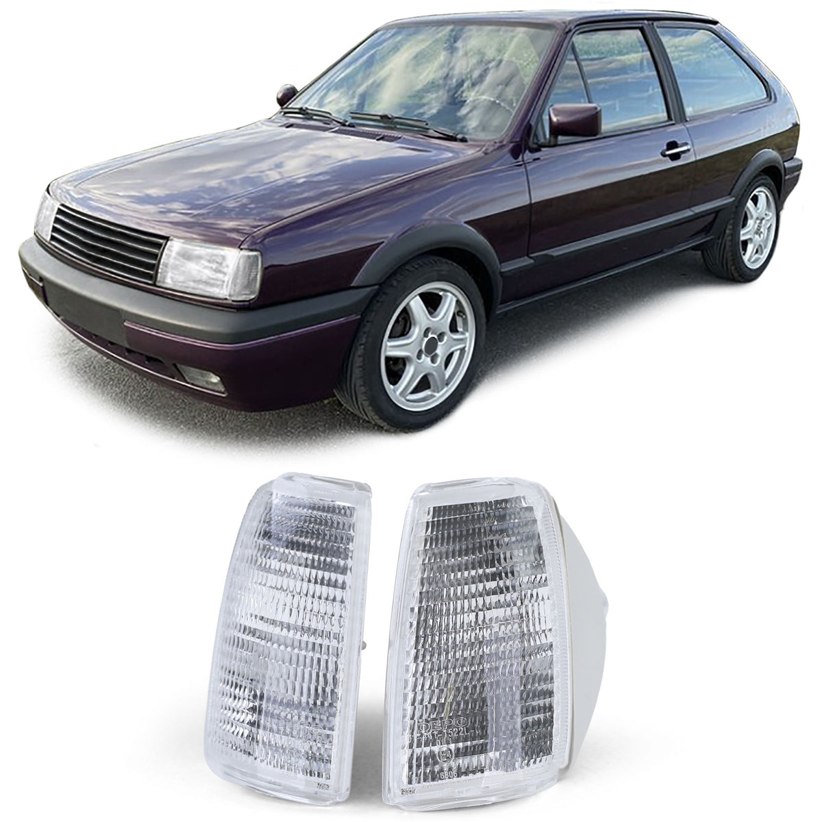 Frecce Bianche 1 Paio per Volkswagen Polo Tipo 86C 1990-1994, Omologate E