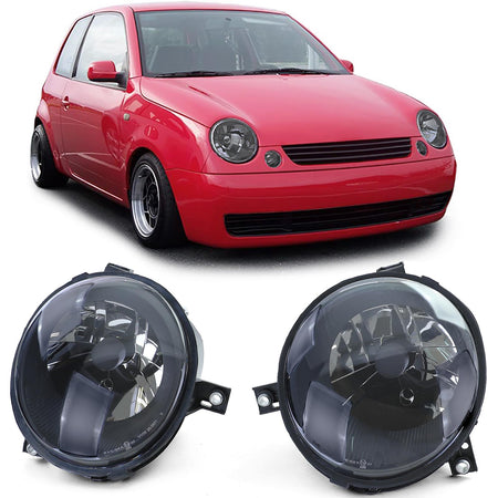 Fari Vetro Trasparente Set Nero Fumè per Volkswagen Lupo 6X (1998-2005)