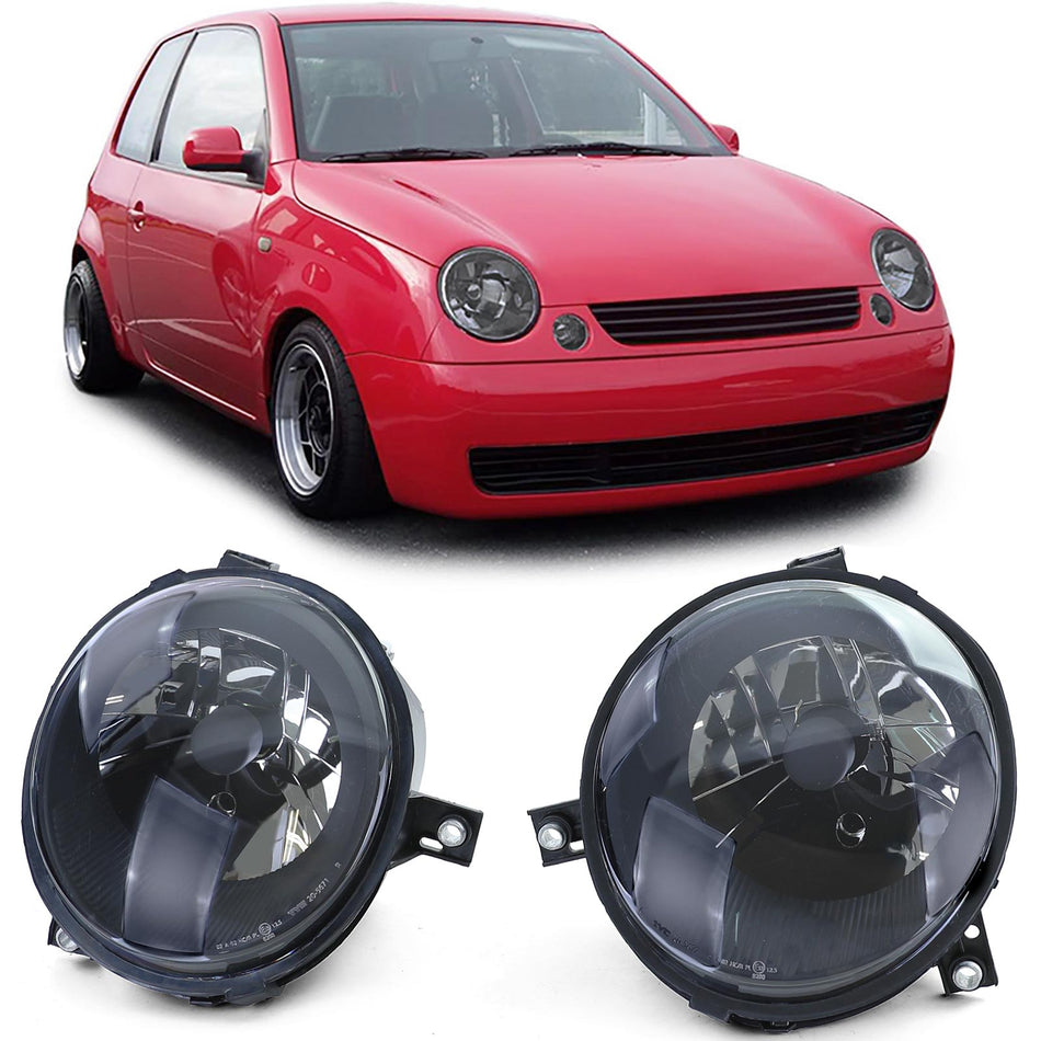 Fari Vetro Trasparente Set Nero Fumè per Volkswagen Lupo 6X (1998-2005)