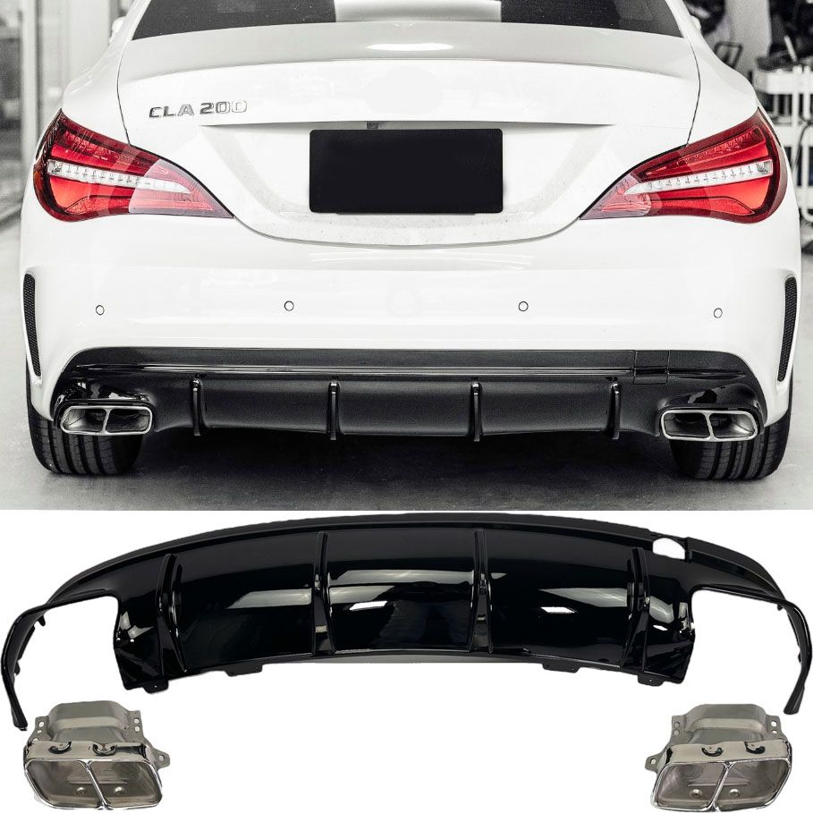 Diffusore Posteriore con Terminali Scarico Cromato per Mercedes CLA-Kasse C117