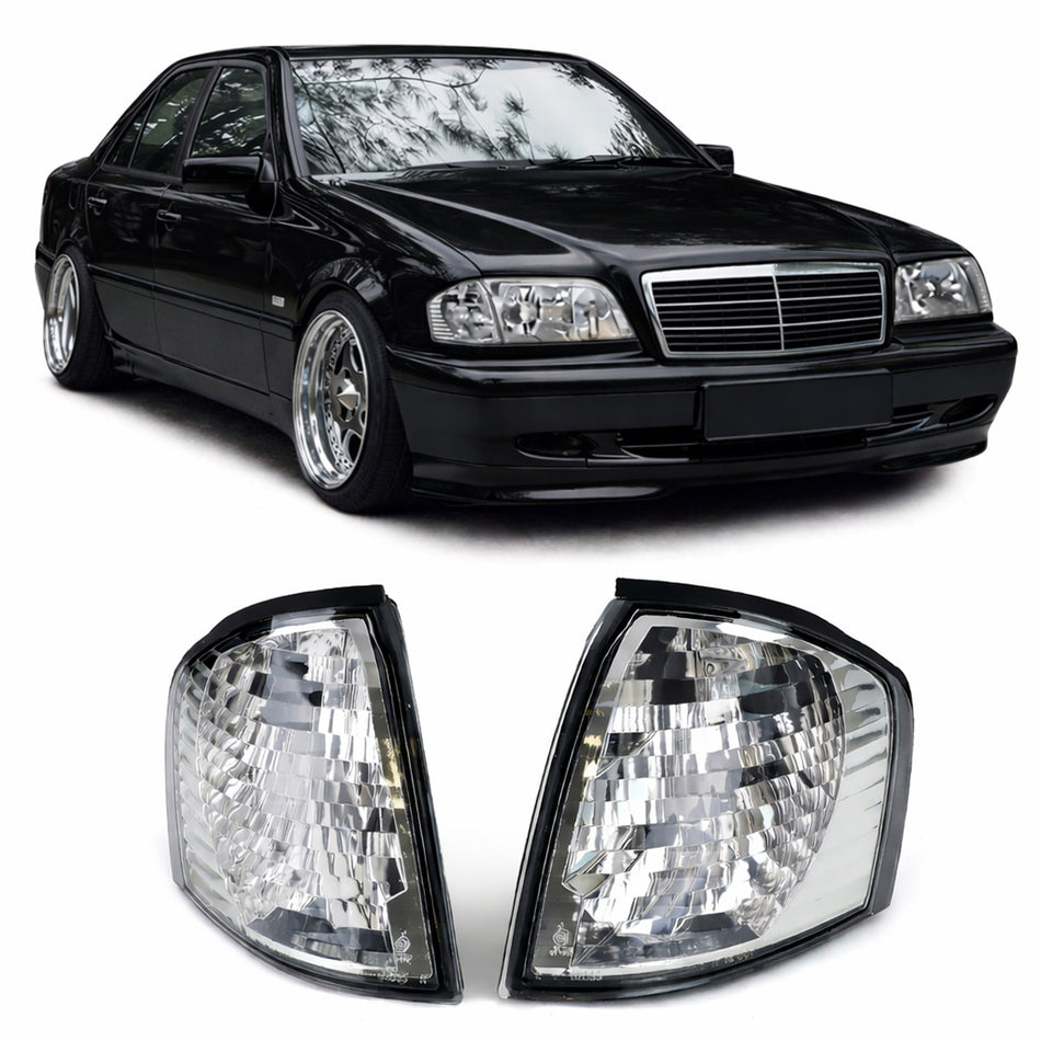 Frecce Vetro Trasparente Set Cromato per Mercedes Classe C W202 1993-2001