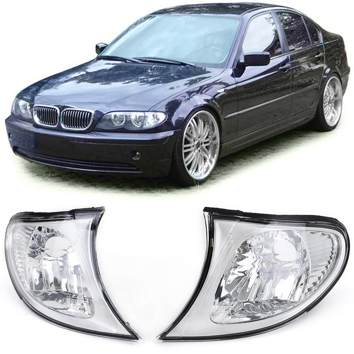 Frecce Vetro Trasparente Set Cromato per BMW Serie 3 E46 Berlina Touring 01-05