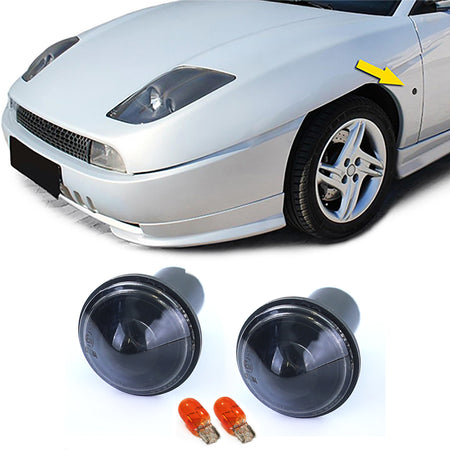 Frecce Vetro Trasparente Laterali Neri Fumè per Fiat Coupe 175 (1994-2000)