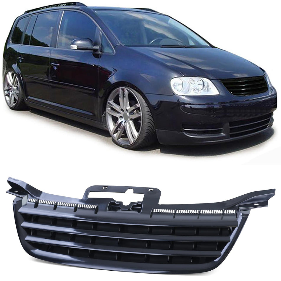 Griglia Anteriore Nera Senza Emblema per Volkswagen Touran 1T 03-06 e Caddy III