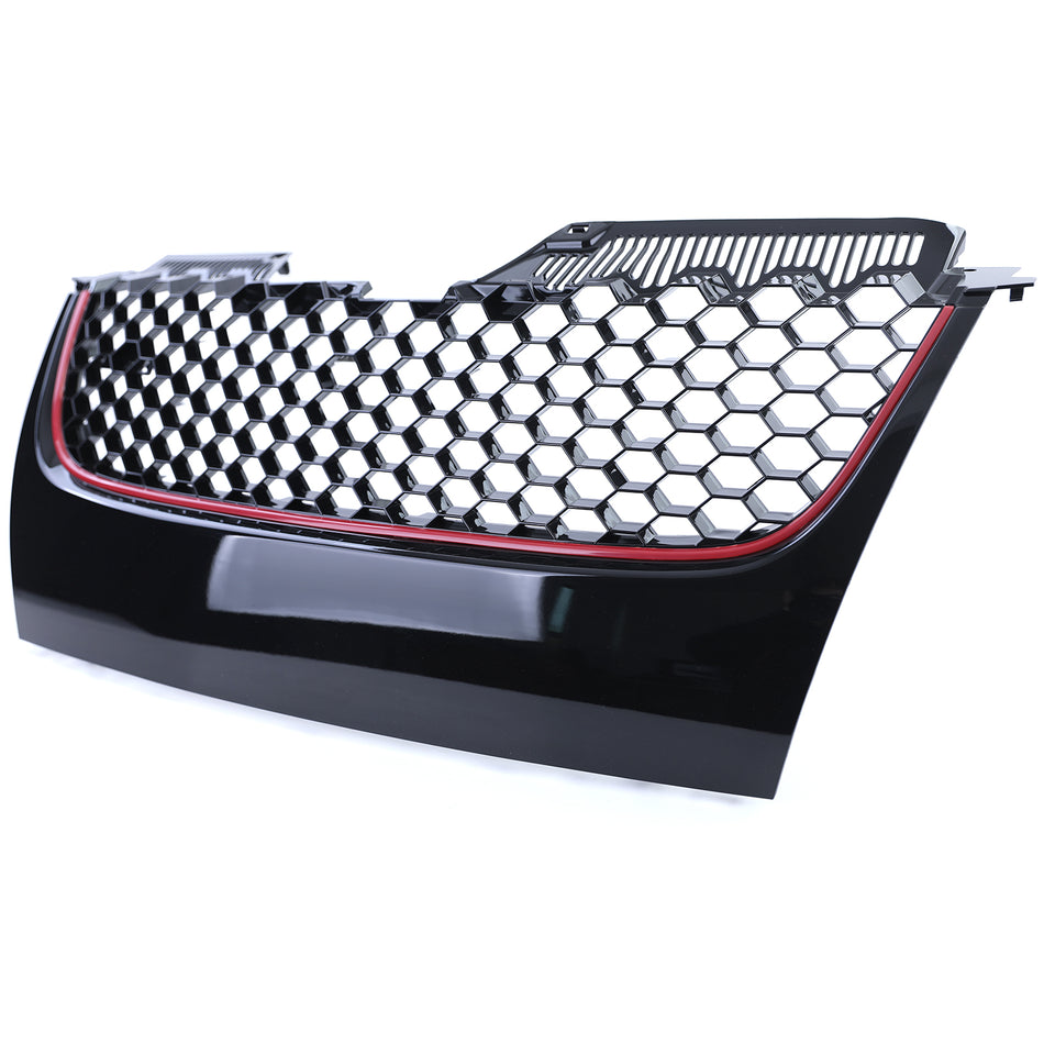 Griglia Sportiva Nera Lucida con Striscia Rossa per Volkswagen Golf 5 GTI 03-09