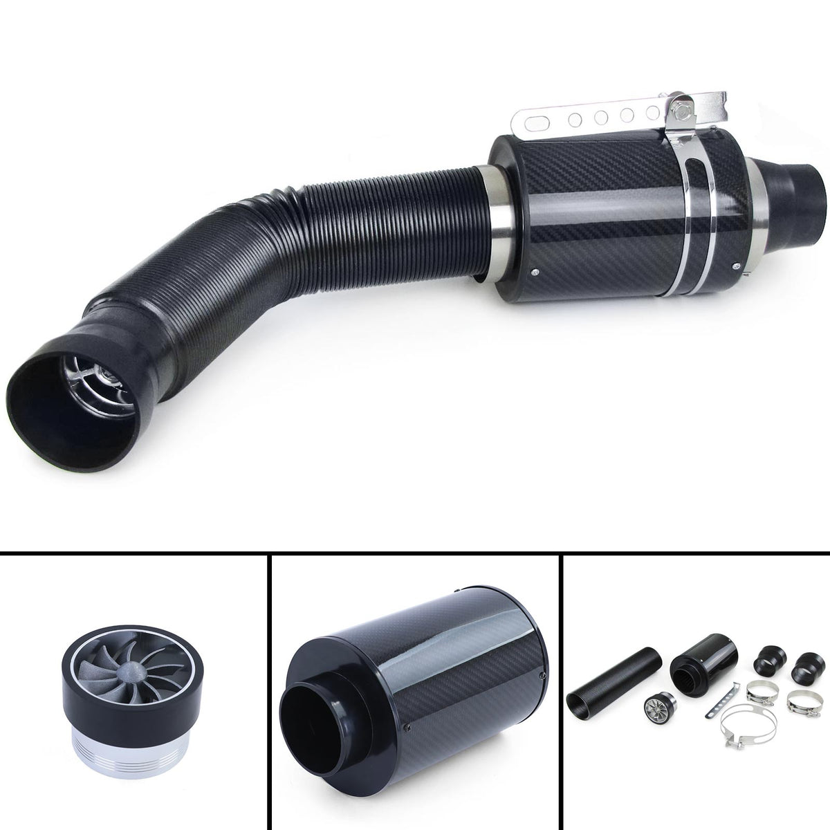 Echt Carbon Airbox Sport Filtro Aria Aspirazione Fredda Universal Set per Auto