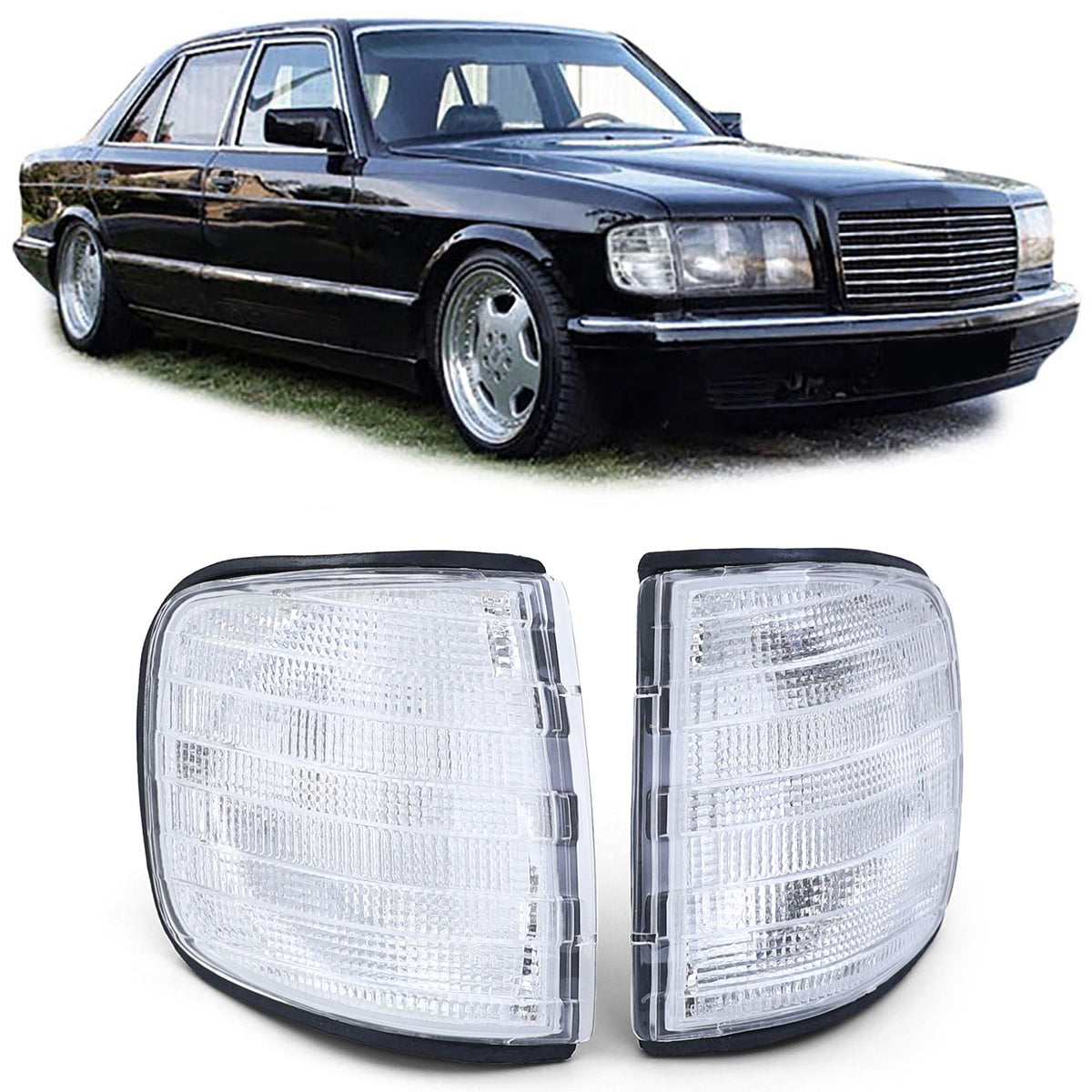 Frecce Bianche Coppia per Mercedes Classe S W126 Berlina 1980-1991 Omologate
