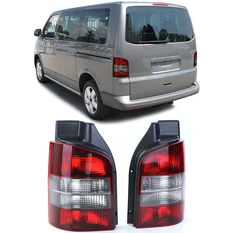 Fanali Posteriori Rossi Neri Coppia per Volkswagen T5 Bus + Transporter