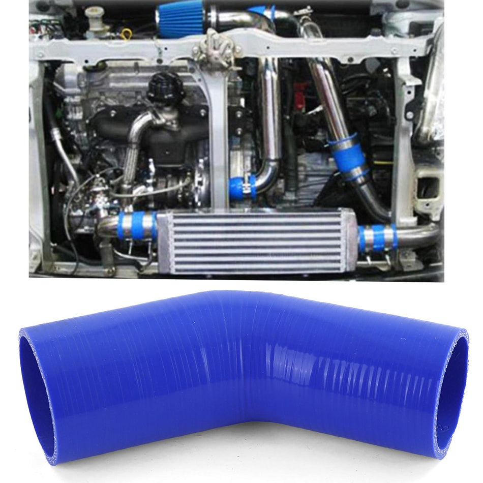 Tubo in Silicone 45° Ø 70 su 63mm Blu per Universale