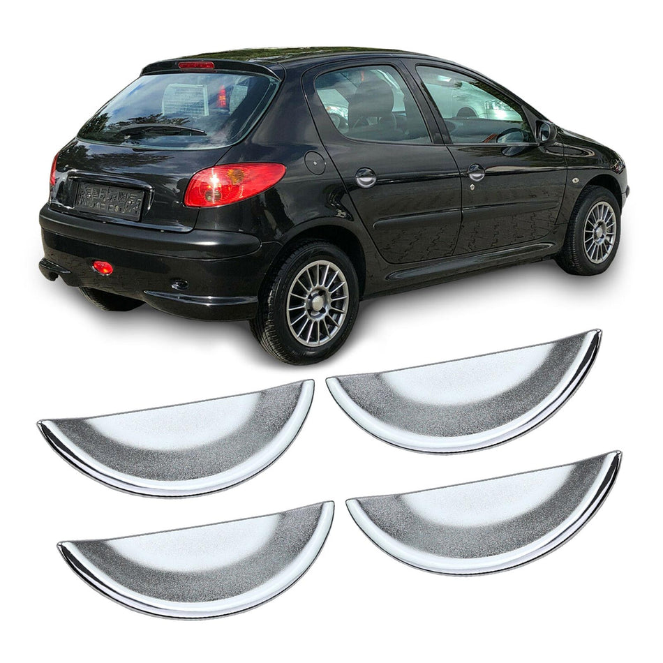 Maniglia Inserti Portiere Cromati Opachi per Peugeot 206 1998-2009 4 Pezzi
