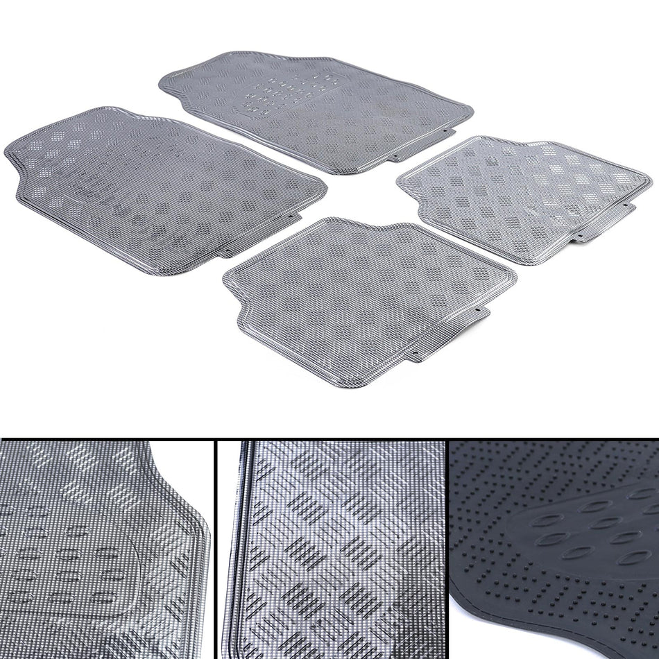 Tappetini 4 Pezzi in Alluminio Effetto Riffelato per Auto Universale Colore
