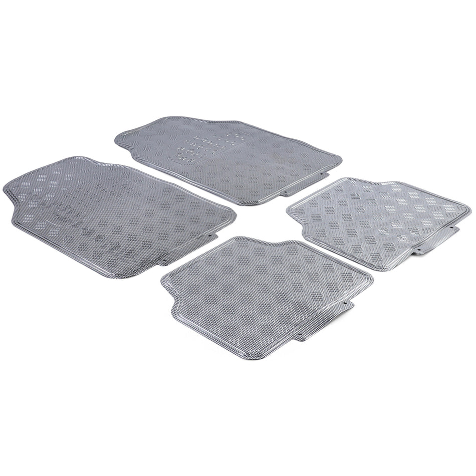 Tappetini 4 Pezzi in Alluminio Effetto Riffelato per Auto Universale Colore