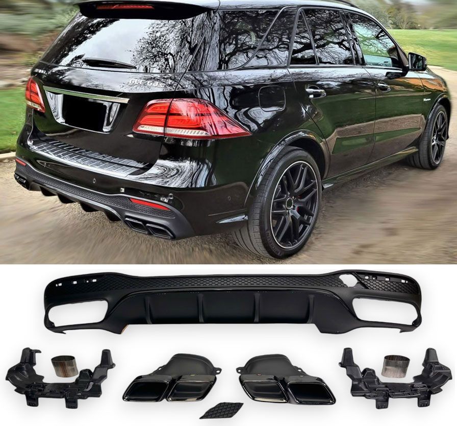 Diffusore Posteriore con Terminali Scarico Neri per Mercedes W166 2015-2019
