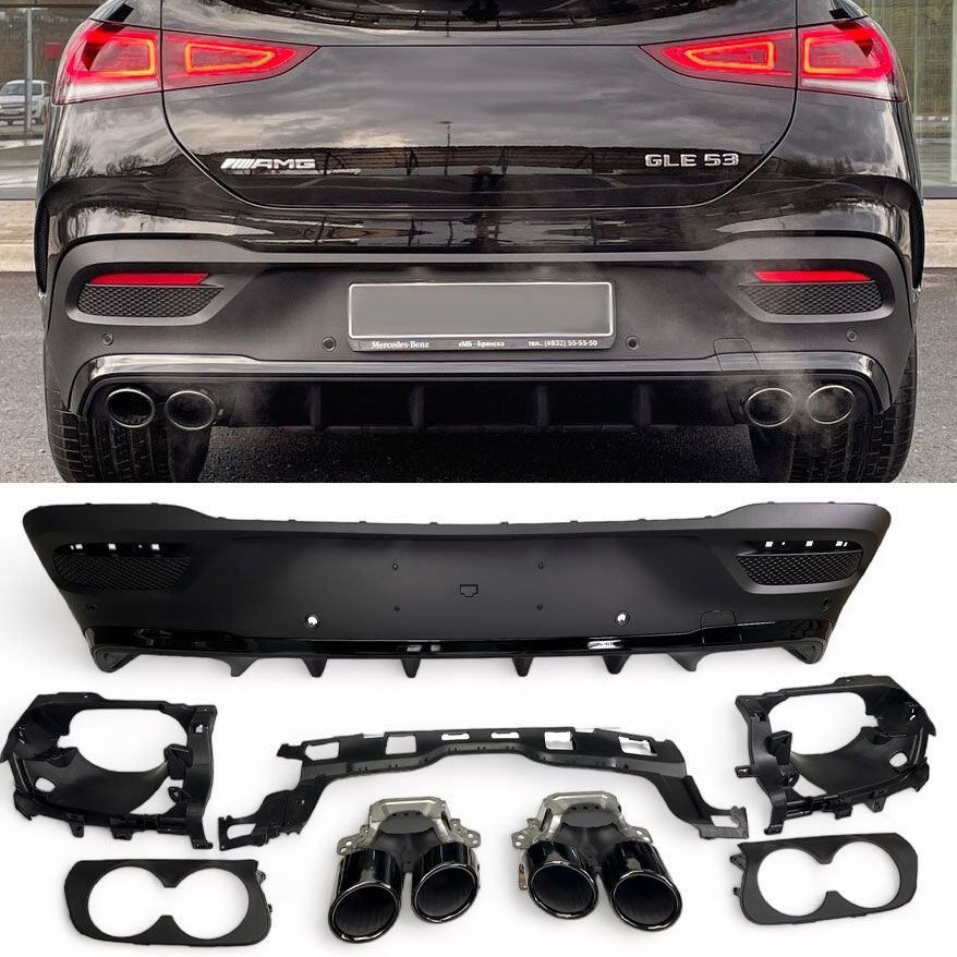 Diffusore Posteriore con Terminali Scarico Neri per Mercedes GLE C167 2019-2023