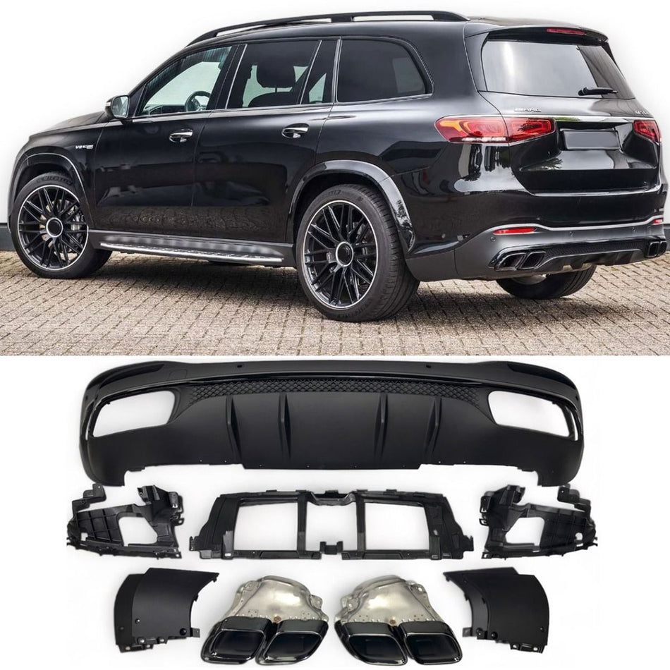 Diffusore Posteriore con Terminali Scarico Neri per Mercedes X167 GLS 2019-2026